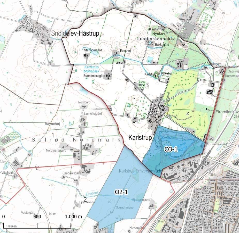 figur der viser afgrænsning af bevaringsværdigt landskab ved Karlstrup Kalkgrav
